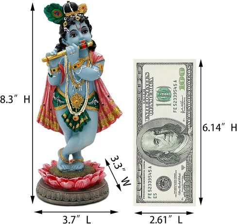 alikiki Hindu God Lord Krishna Statue - 8.3"H India Idol Krishna Figurine Puja Item Pooja Gift for Indian Diwali Home Altar Temple Mandir Meditation Room Yoga Studio Spiritual Decors in Saudi Arabia
