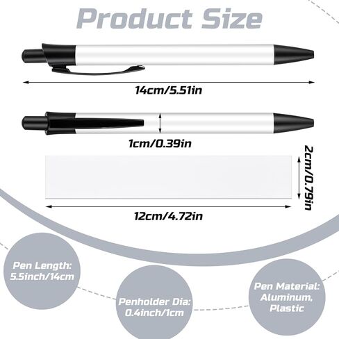 36 PCS Sublimation Pens Blank Sublimation Coated Pen Heat Transfer Pen Sublimation Ballpoint Pen Bulk with Heat Shrink Wrap Customized Clip Pen for DIY Office Home School Stationery Supplies in Saudi Arabia