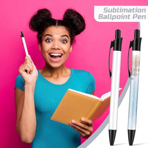 36 PCS Sublimation Pens Blank Sublimation Coated Pen Heat Transfer Pen Sublimation Ballpoint Pen Bulk with Heat Shrink Wrap Customized Clip Pen for DIY Office Home School Stationery Supplies in Saudi Arabia
