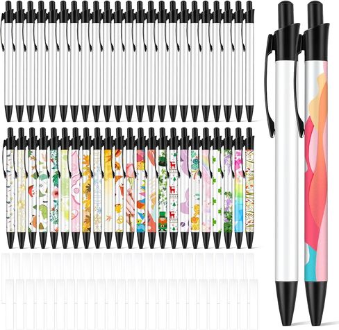 36 PCS Sublimation Pens Blank Sublimation Coated Pen Heat Transfer Pen Sublimation Ballpoint Pen Bulk with Heat Shrink Wrap Customized Clip Pen for DIY Office Home School Stationery Supplies in Saudi Arabia