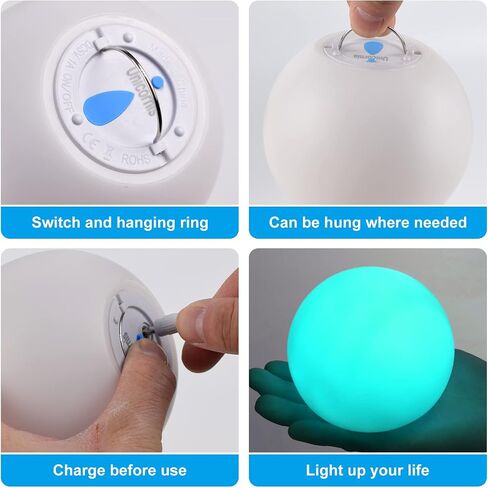 مصباح LED Orb مقاوم للماء، مع مصابيح كروية بمقبض قابل للطي، مصباح كروي غير لامع مقاس 4 بوصة RGB Orb، مع جهاز تحكم عن بعد 16 لونًا من كرات الأجرام السماوية الخفيفة. in Saudi Arabia