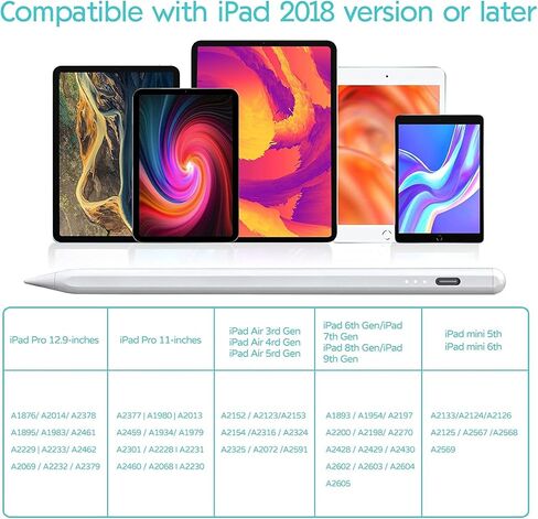 قلم لمس لجهاز Apple iPad Pro/Air (2018-2022)، 5 دقائق احصل على قلم اللمس هذا لجهاز iPad مشحون بالكامل، بديل لقلم Apple، مع وظيفة إمالة جريئة، ورفض راحة اليد وإرفاق مغناطيسي 13 in Saudi Arabia