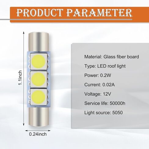 Pack-10 28MM LED Car Reading Light, Super Bright Vehicle Roof Light Replacement, Universal 180 Degree Automotive Makeup Light Accessories for Truck SUV Car (White Light) in Saudi Arabia