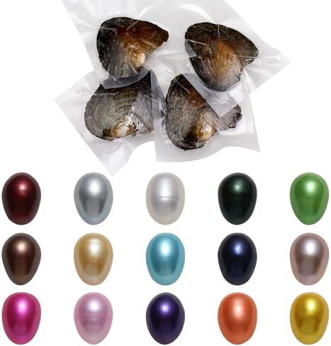 Freshwater Oysters with Pearl Inside Pure and Lucky Mixed Five Colors Rice Shape Pearls 50PC (7-8mm) in Saudi Arabia