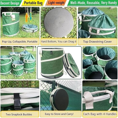 24 Gallon & 46 Gallon Collapsible Trash Can with Solid Bottom Yard Garden Bags for Pop-Up Trash Can,RV Camping Waste Bin,Yard Waste Bag,Debris Bag,Recycle Bin,Laundry Hamper,Lawn Grass,Weeds,Leaf Bags in Saudi Arabia