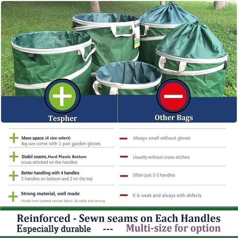 24 Gallon & 46 Gallon Collapsible Trash Can with Solid Bottom Yard Garden Bags for Pop-Up Trash Can,RV Camping Waste Bin,Yard Waste Bag,Debris Bag,Recycle Bin,Laundry Hamper,Lawn Grass,Weeds,Leaf Bags in Saudi Arabia