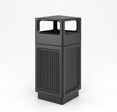 منتجات Safco Canmeleon سلة المهملات ذات الألواح المجوفة للاستخدام الخارجي والداخلي مع جرة رماد 9478BL، باللون الأسود، ألواح مخددة زخرفية، سعة 15 جالونًا in Kuwait