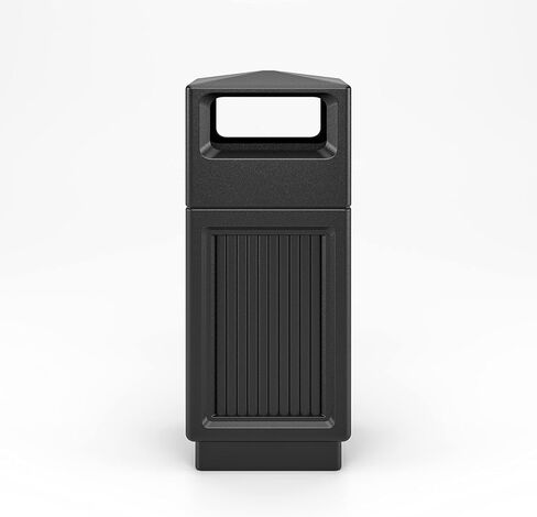 منتجات Safco Canmeleon سلة المهملات ذات الألواح المجوفة للاستخدام الخارجي والداخلي مع جرة رماد 9478BL، باللون الأسود، ألواح مخددة زخرفية، سعة 15 جالونًا in Kuwait