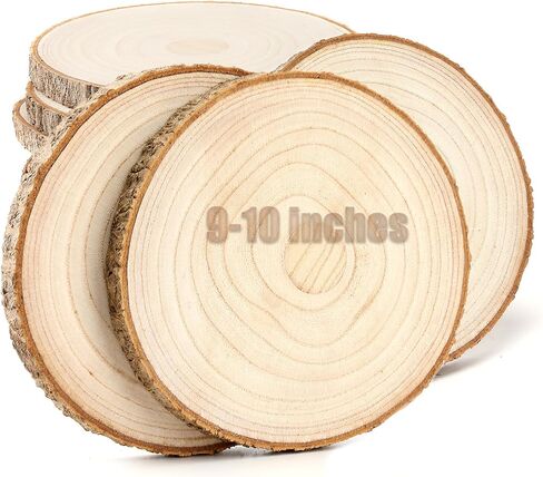 6 قطع شرائح خشبية كبيرة للقطع المركزية 9-10 بوصة جولات خشبية للطاولات ديكور دوائر خشبية ريفية للحرف اليدوية وديكور الزفاف أقراص خشبية مستديرة وشرائح خشبية للزينة in Kuwait