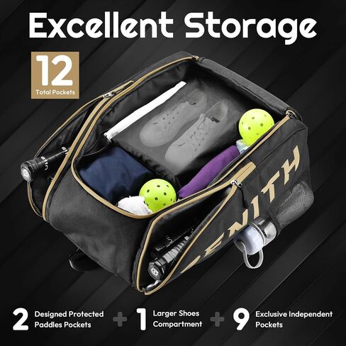 A11N Tournament Pickleball Backpack, Large Capacity Pickleball Bag Holds 4+ Paddles & Accessories - Separate Shoes Compartment, with Fence Hook, ID Tag in Saudi Arabia