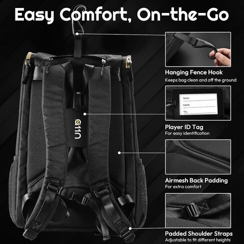 A11N Tournament Pickleball Backpack, Large Capacity Pickleball Bag Holds 4+ Paddles & Accessories - Separate Shoes Compartment, with Fence Hook, ID Tag in Saudi Arabia