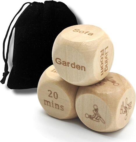 لعبة My Dicey Date - نرد التاريخ الليلي - 3 قطع، مادة خشبية - ألعاب غرفة النوم للأزواج - مثالية للعشاق والأزواج in Kuwait