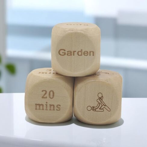 لعبة My Dicey Date - نرد التاريخ الليلي - 3 قطع، مادة خشبية - ألعاب غرفة النوم للأزواج - مثالية للعشاق والأزواج in Kuwait