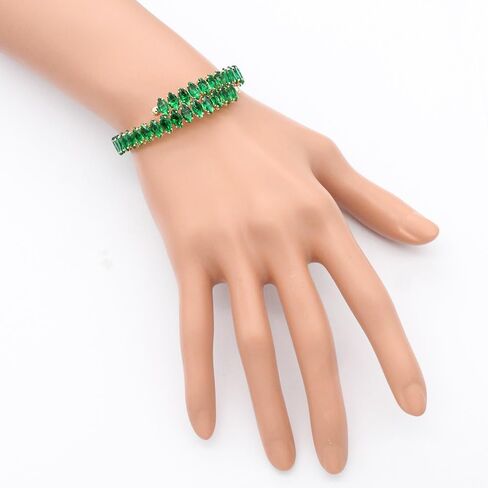 Lavencious Rhodium Plated With Black and Clear Marquise CZ Cuff Bracelets for Women Size Adjustable for 6" to 8" in Kuwait