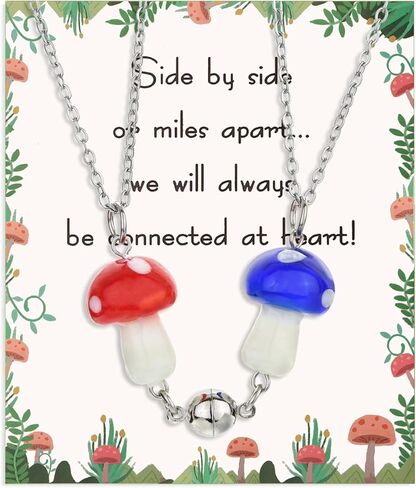 Cute Friendship Magnetic Mushroom Necklaces Christmas Birthday Gifts for Women Teen Girls BFF Jewlery for Best Friends Bestie Sister in Saudi Arabia