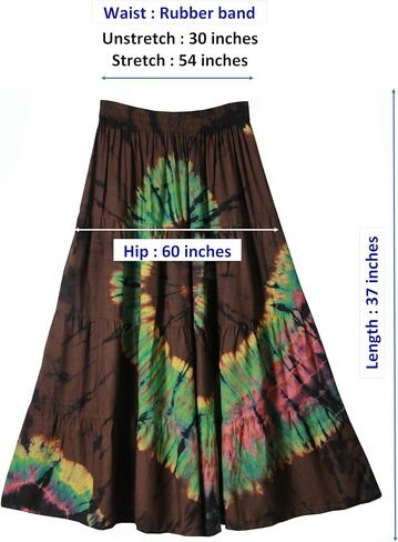 ATM Tie Dye Comfort Maxi Long Skirt Bohemian Elastic Waist Handmade Plus Size in Saudi Arabia