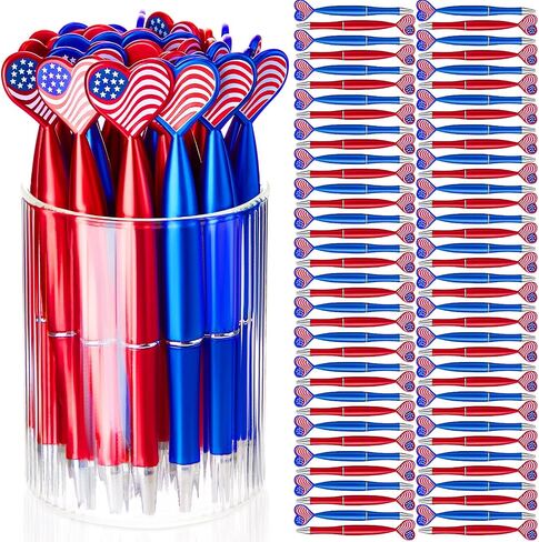 100 Pcs American Flag Pens Patriotic Day Ballpoint Pen Independence Day Pens Black Ink 4th of July Novelty Pens Bulk Souvenir for School Independence Day Party (Heart Style) in Saudi Arabia