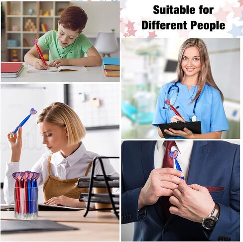 100 Pcs American Flag Pens Patriotic Day Ballpoint Pen Independence Day Pens Black Ink 4th of July Novelty Pens Bulk Souvenir for School Independence Day Party (Heart Style) in Saudi Arabia