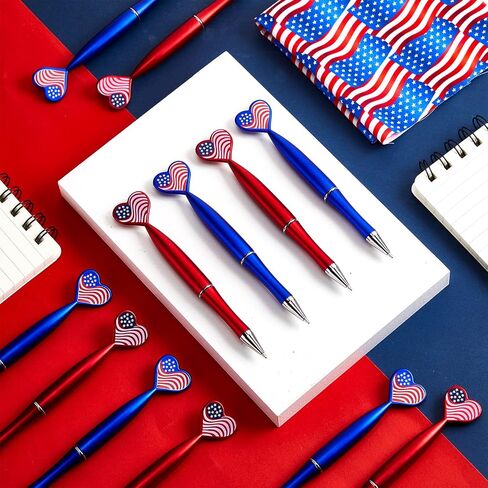 100 Pcs American Flag Pens Patriotic Day Ballpoint Pen Independence Day Pens Black Ink 4th of July Novelty Pens Bulk Souvenir for School Independence Day Party (Heart Style) in Saudi Arabia