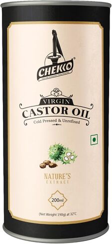 Cold Pressed Virgin Castor Oil | 100% Natural, Pure & Wood Pressed (200ML) for Hair Growth, Eyelashes and Eyebrows, Carrier Oil - Hair and Body Oil - Hexane-Free in Saudi Arabia