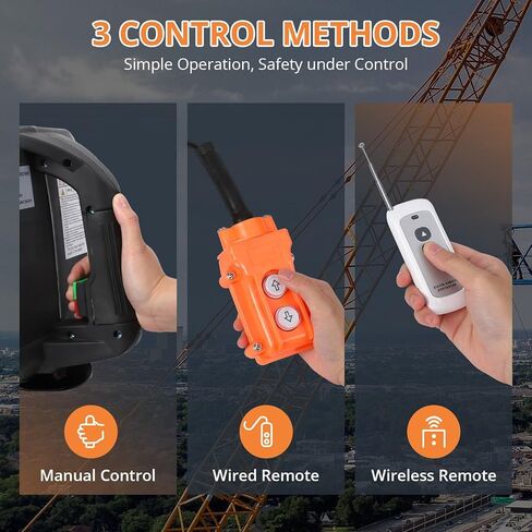 Electric Hoist 110 Volt, 1100 LBS Portable Winch with Wire and Wireless Remote Control, Lifting Speed is 16 ft/min, Suitable for Lifting in Factories, Warehouses, Construction Sites in Kuwait