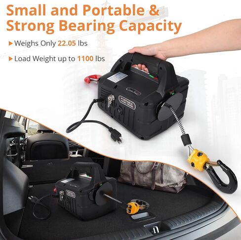 Electric Hoist 110 Volt, 1100 LBS Portable Winch with Wire and Wireless Remote Control, Lifting Speed is 16 ft/min, Suitable for Lifting in Factories, Warehouses, Construction Sites in Kuwait
