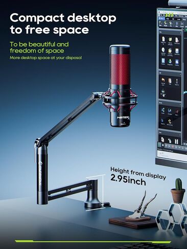M05 Boom Arm, 360° Rotatable Microphone Stand with Desk Mount, Foldable Desk Mic Arm with 3/8'' to 5/8'' Screw Adapter, Microphone Arm for Live Streaming, Gaming, Podcasting, Radio in Saudi Arabia
