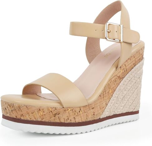 Womens Wedges Women’s Espadrille Wedge Sandals Open Toe Ankle Strap Platform Wedge for Women Dressy Comfortable High Heeled Square Toe Wedge Sandals in Saudi Arabia