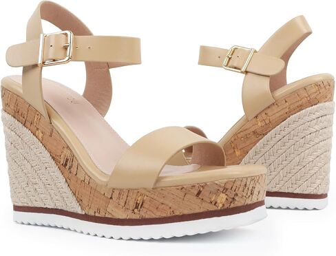 Womens Wedges Women’s Espadrille Wedge Sandals Open Toe Ankle Strap Platform Wedge for Women Dressy Comfortable High Heeled Square Toe Wedge Sandals in Saudi Arabia