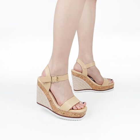 Womens Wedges Women’s Espadrille Wedge Sandals Open Toe Ankle Strap Platform Wedge for Women Dressy Comfortable High Heeled Square Toe Wedge Sandals in Saudi Arabia