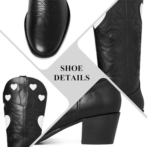 أحذية راعية البقر AOSPHIRAYLIAN للنساء، أحذية رعاة البقر لطيفة على شكل قلب، أحذية نسائية غربية أنيقة بمقدمة مدببة، أحذية للسيدات، أحذية طويلة مريحة للركبة مكتنزة in Kuwait