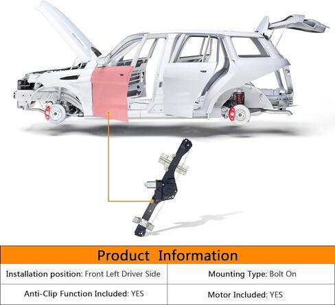 منظم نوافذ الطاقة مع مجموعة المحرك متوافق مع Saturn Outlook/GMC Acadia/Acadia Limited/Buick Enclave/Chevrolet Traverse الجانب الأمامي الأيسر للسائق 6 دبابيس، استبدل 20783372 20783375 in Kuwait