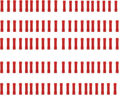 100 قطعة من موصلات تجعيد وصلة المؤخرة، موصلات وصلة مؤخرة من الفينيل باللون الأحمر مقاس 22-16 من الفينيل المعزول بالكامل in Kuwait