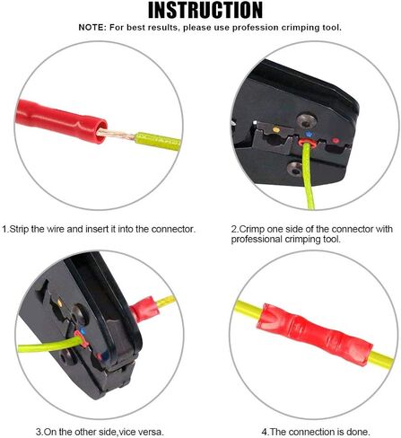 100 قطعة من موصلات تجعيد وصلة المؤخرة، موصلات وصلة مؤخرة من الفينيل باللون الأحمر مقاس 22-16 من الفينيل المعزول بالكامل in Kuwait