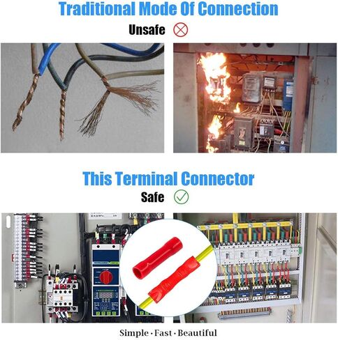 100 قطعة من موصلات تجعيد وصلة المؤخرة، موصلات وصلة مؤخرة من الفينيل باللون الأحمر مقاس 22-16 من الفينيل المعزول بالكامل in Kuwait