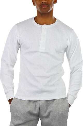 ToBeInStyle Men's Heavy or Medium Weight Premium Waffle Thermal Long Sleeve Crewneck Shirt in Kuwait