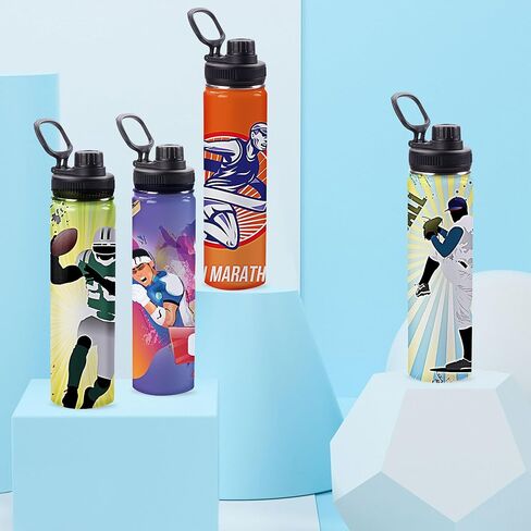 6 عبوات من زجاجات المياه الفارغة، 24oz زجاجات مياه معزولة مخصصة مع مقبض وغطاء صنبور، من الفولاذ المقاوم للصدأ، هدية مضادة للتسرب DIY للمعلمة والممرضة الرياضية والسفر والمشي لمسافات طويلة في صالة الألعاب الرياضية، باللون الأبيض in Kuwait