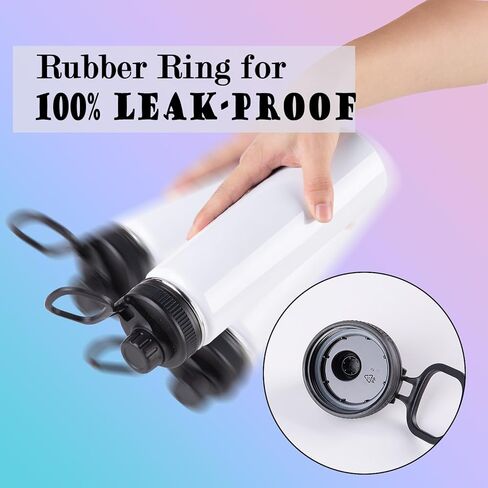 6 عبوات من زجاجات المياه الفارغة، 24oz زجاجات مياه معزولة مخصصة مع مقبض وغطاء صنبور، من الفولاذ المقاوم للصدأ، هدية مضادة للتسرب DIY للمعلمة والممرضة الرياضية والسفر والمشي لمسافات طويلة في صالة الألعاب الرياضية، باللون الأبيض in Kuwait