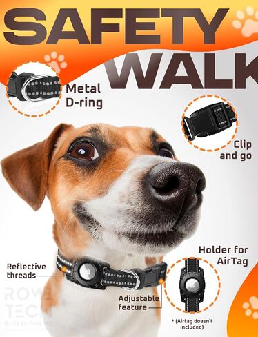 Designed for Apple Airtag Dog Collar Holder Waterproof - 4 in 1 Set Dog Leash with Poop Bag Holder - Dog Leashes for Medium Dogs - Air Tag Dog Collars - Black in Saudi Arabia