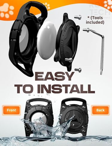 Designed for Apple Airtag Dog Collar Holder Waterproof - 4 in 1 Set Dog Leash with Poop Bag Holder - Dog Leashes for Medium Dogs - Air Tag Dog Collars - Black in Saudi Arabia
