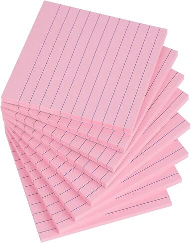 Vanpad Lined Sticky Notes 4x4 Inches, Light Pink Ruled Self-Stick Pads, Easy to Post for Home, Office, Notebook, 8 Pads/Pack in Saudi Arabia