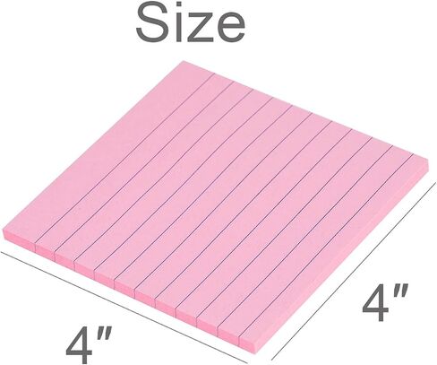 Vanpad Lined Sticky Notes 4x4 Inches, Light Pink Ruled Self-Stick Pads, Easy to Post for Home, Office, Notebook, 8 Pads/Pack in Saudi Arabia
