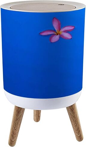 Round Trash Can with Press Lid Starfish and Flower on The Summer Beach in sea Water Summer Small Garbage Can Trash Bin Dog-Proof Trash Can Wooden Legs Waste Bin Wastebasket 7L/1.8 Gallon in Saudi Arabia