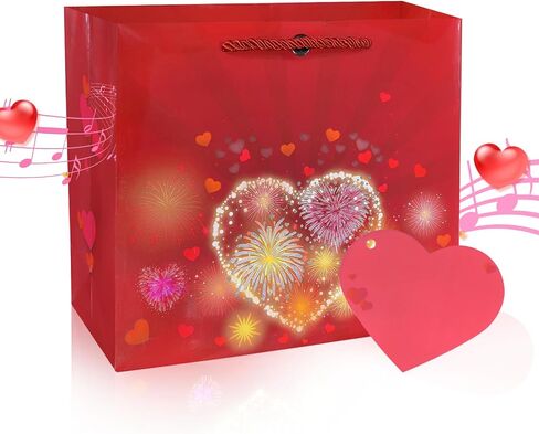DTESL Lights Fireworks Musical Gift Bag Birthday Music Gift Bag with Card Happy Birthday Gift Bag for Wife, husbands, men and women (Birthday Gift Bag-M) in Saudi Arabia