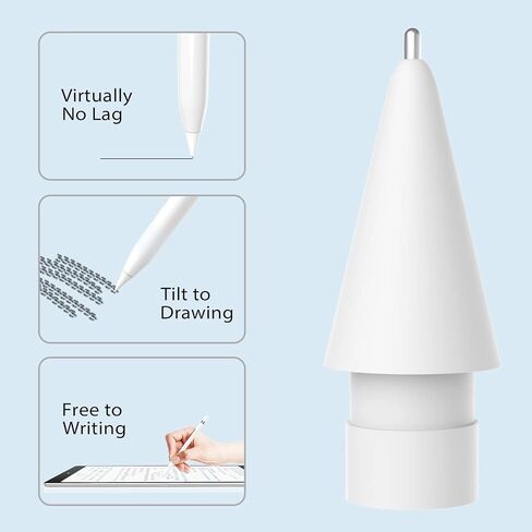 Replacement Tips for Apple Pencil 1st/2nd Generation,2 Pack Upgraded Longer Fine Point High Sensitive Pen Like iPencil Nib, Wear-Free Noiseless Precise Control Stylus Tip for iPad Pencil (White) in Saudi Arabia