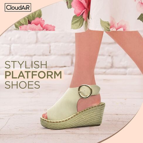 CLOUDAIR Women's Selina Espadrille Wedge Sandals - Comfortable and Stylish Platform Shoes with Buckle Closure for Everyday Wear in Kuwait