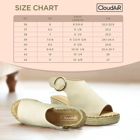 CLOUDAIR Women's Selina Espadrille Wedge Sandals - Comfortable and Stylish Platform Shoes with Buckle Closure for Everyday Wear in Kuwait