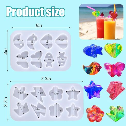 قالب راتنج لغطاء كأس ستانلي، قطعتان من قوالب راتينج السيليكون المخصصة متوافقة مع إكسسوارات ستانلي/يتي/بسيطة حديثة من القش مقاس 10 مم in Kuwait