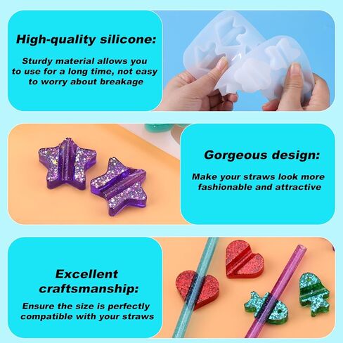 قالب راتنج لغطاء كأس ستانلي، قطعتان من قوالب راتينج السيليكون المخصصة متوافقة مع إكسسوارات ستانلي/يتي/بسيطة حديثة من القش مقاس 10 مم in Kuwait