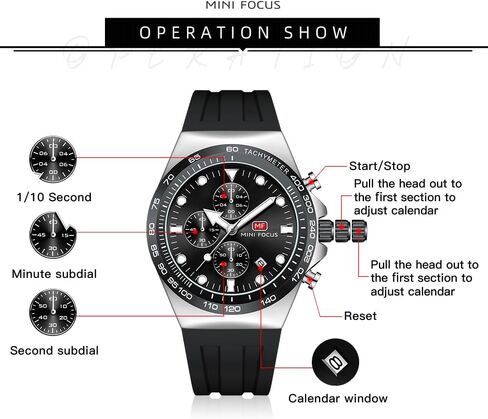 MINI FOCUS Men Watches Business Casual Wrist Watch (Chronograph/Waterproof/Luminous/Calendar) Silicon Band Fashion Watches for Men… in Saudi Arabia